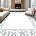 Elegant Floral Vines Border Rug