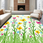 Vibrant Yellow Butterflies Garden Delight Rug