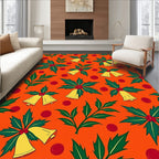 Orange Christmas Bells Holly Dots Rug