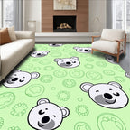Sweet Bear Faces Green Circles Rug