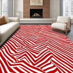 Bold Red Striped Abstract Rug
