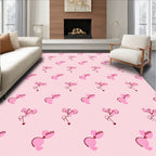 Pink Balloon Heart Line Art Rug