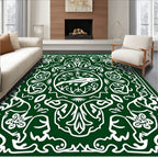 Deep Green Fish Medallion Folk Art Rug