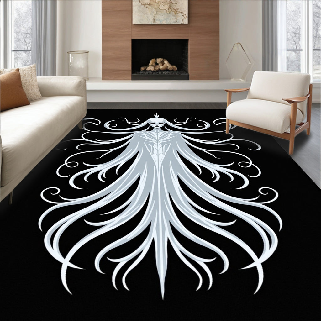 Ethereal White Spirit Flowing Hair Rug