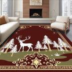 Whimsical Deer Forest Woodland Scene Rug