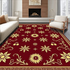 Crimson Gold Floral Bells Border Rug