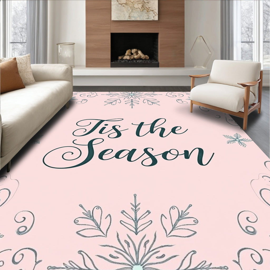 Winter Snowflake Scroll Festivity Rug