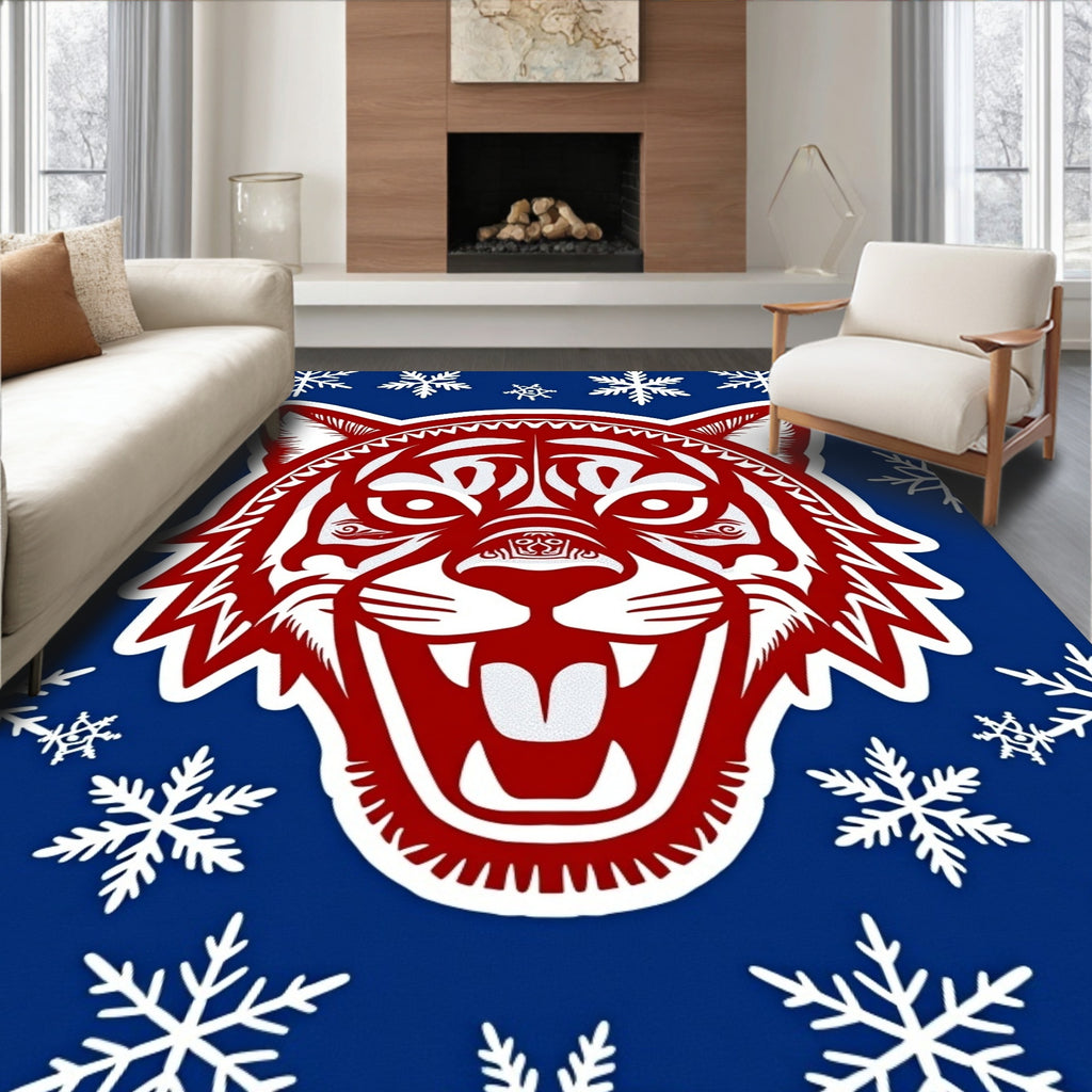 Bold Red Tiger Snowflakes Rug