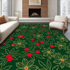 Green Red Gold Floral Vine Rug