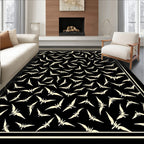 Black Cream Winged Abstract Organic Rug
