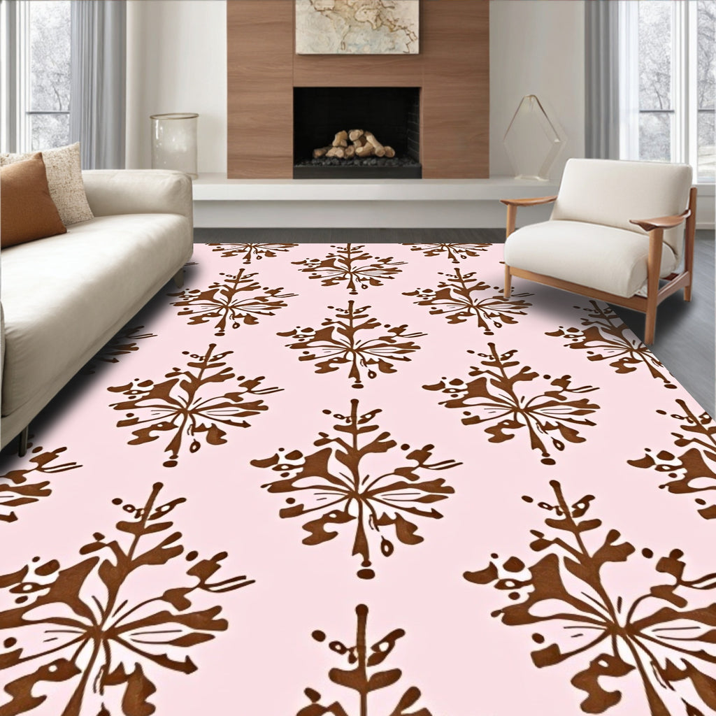 Brown Abstract Floral Repeat Rug