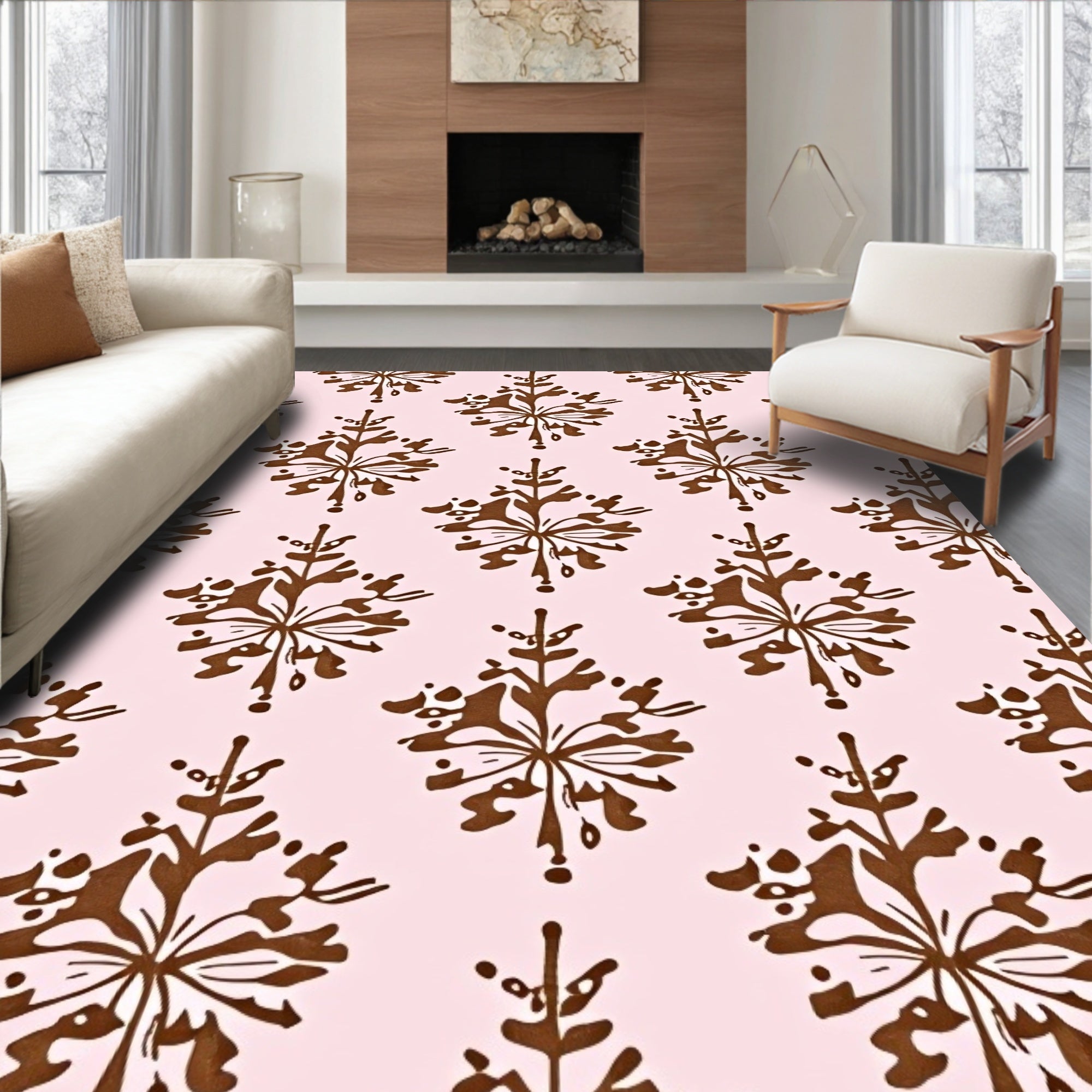 Brown Abstract Floral Repeat Rug