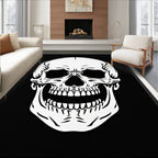 Gothic White Skull Black Background Rug