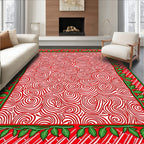 Red White Swirl Border Rug