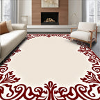 Rich Burgundy Vintage Scrollwork Border Rug