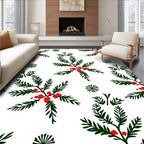 Green Evergreen Berry Sprig Cluster Rug