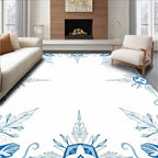 Blue Floral Medallion Border Rug