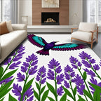 Purple Bird Above Violet Lavender Field Rug