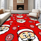 Happy Santa Claus Snowflakes Red Rug