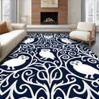 White Owl Whimsical Night Garden Rug