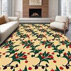 Rustic Red Berry Leaf Vine Rug