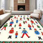 Toy Soldier Parade Red Blue Green Stripe Rug