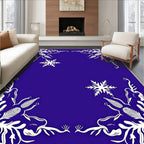Azure Snowflake Floral Frame Rug