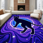Cosmic Black Cat Starry Psychedelic Rug