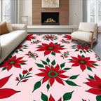 Red Floral Garland Poinsettia Rug