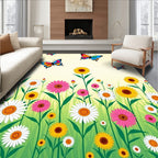 Colorful Fluttering Butterflies Garden Meadow Rug