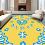 Yellow Blue Abstract Starburst Contemporary Rug