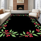 Crimson Berry Branch Border Rug