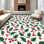 Classic Holly Berry Botanical Motif Rug