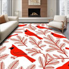 Vibrant Red Cardinal Evergreen Branch Rug
