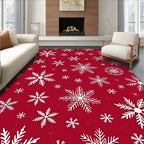 Crimson Snowfall Winter Flurry Rug