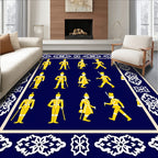 Yellow Soldiers Navy Blue Border Rug