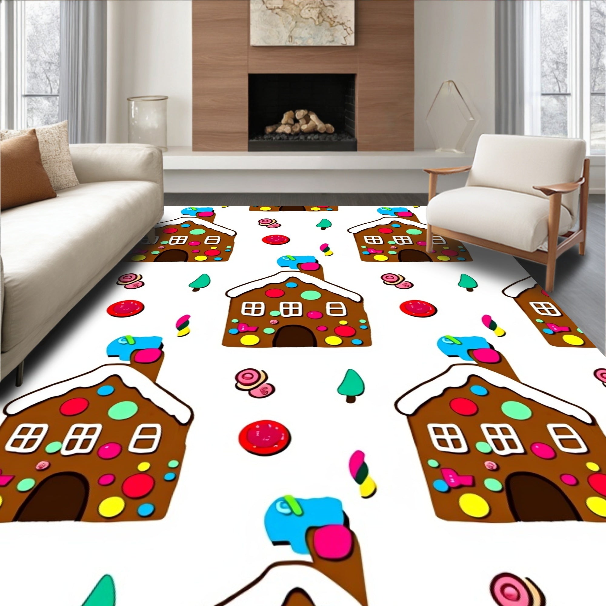 Whimsical Gingerbread House Holiday Celebration Rug