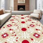Red White Snowflake Festive Garland Rug