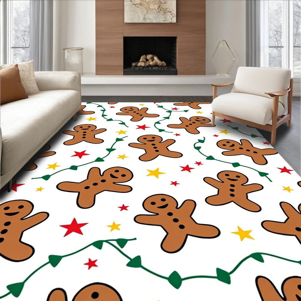 Brown Gingerbread Man with Stars Rug