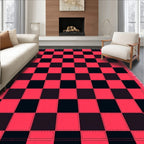 Crimson Black Checkerboard Quilted Rug