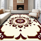 Crimson Floral Medallion Golden Accents Rug