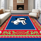 Cute Pug Dog Blue Border Rug