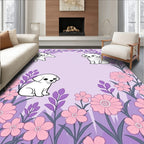 Playful Puppy Garden Whimsical Lavender Rug