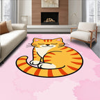Orange Tabby Cat Pink Cloud Area Rug