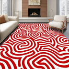 Bold Red Abstract Swirl Rug
