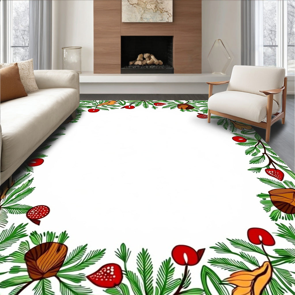 Green Berry Branch Acorn Border Rug