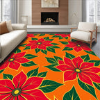 Vibrant Red Floral Garden Rug