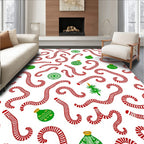 Red Green Candy Cane Ornaments Rug