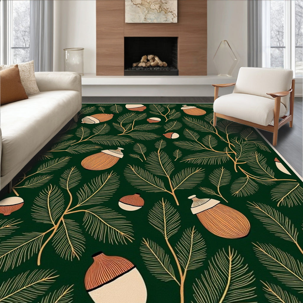 Forest Green Acorn Spruce Sprig Rug