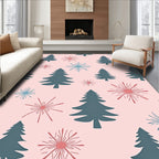 Teal Pine Tree with Coral Starbursts Rug